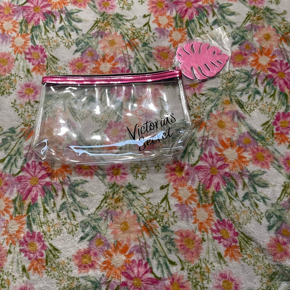 Victoria's Secret Clear Cosmetic Bag with Pink Trim